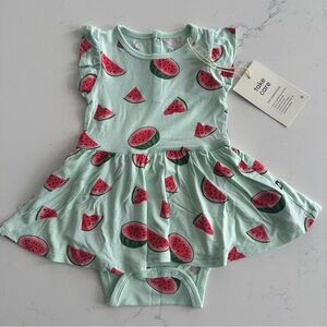 Kyte Baby Twirl Bodysuit Dress in Watermelon, Size 12-18 Months